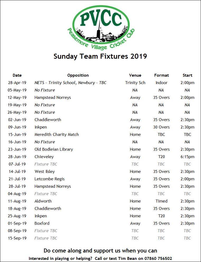 pvcc fixtures 2019